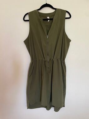 Zella Olive Green Zip-Front Sleeveless Romper